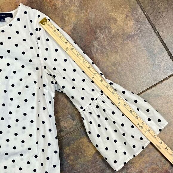Tommy Hilfiger Polka Dot 3/4 Bell Sleeve Blouse Large - Picture 4 of 9